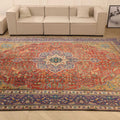 Vintage Kars Persian Style Area Rug 10x13 ft — Red & Blue Medallion