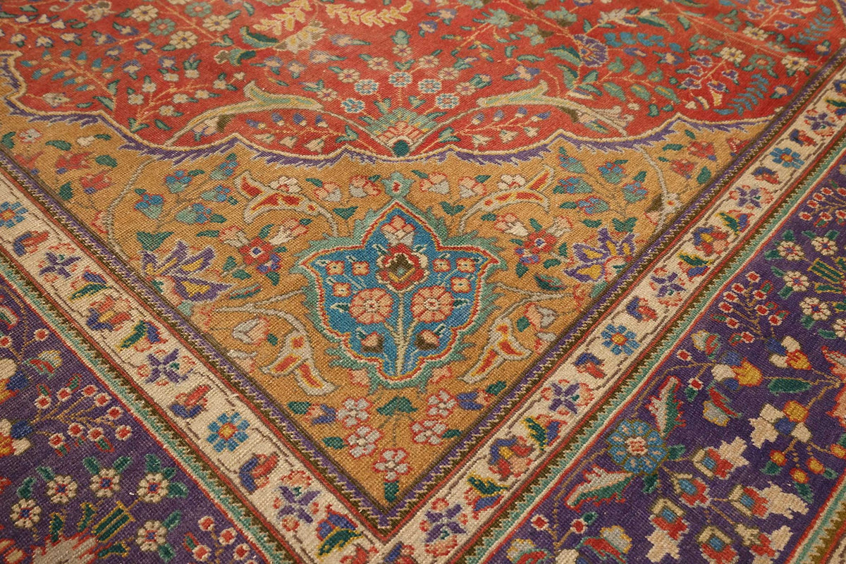 Vintage Kars Persian Style Area Rug 10x13 ft — Red & Blue Medallion