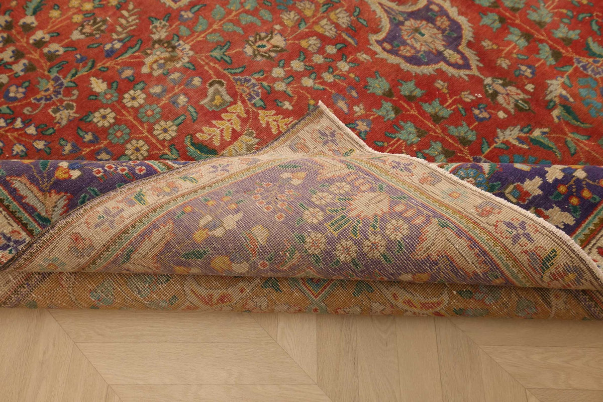 Vintage Kars Persian Style Area Rug 10x13 ft — Red & Blue Medallion