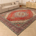 Vintage Southeastern Persian Style Oversize Rug 10x13 ft — Red & Gray Medallion