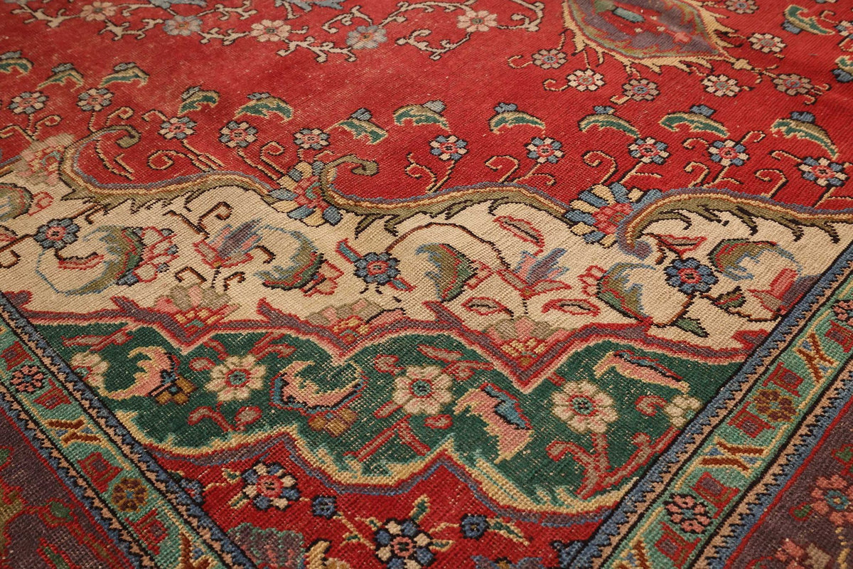 Vintage Southeastern Persian Style Oversize Rug 10x13 ft — Red & Gray Medallion