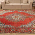 Vintage Southeastern Persian Style Oversize Rug 10x13 ft — Red & Blue Medallion