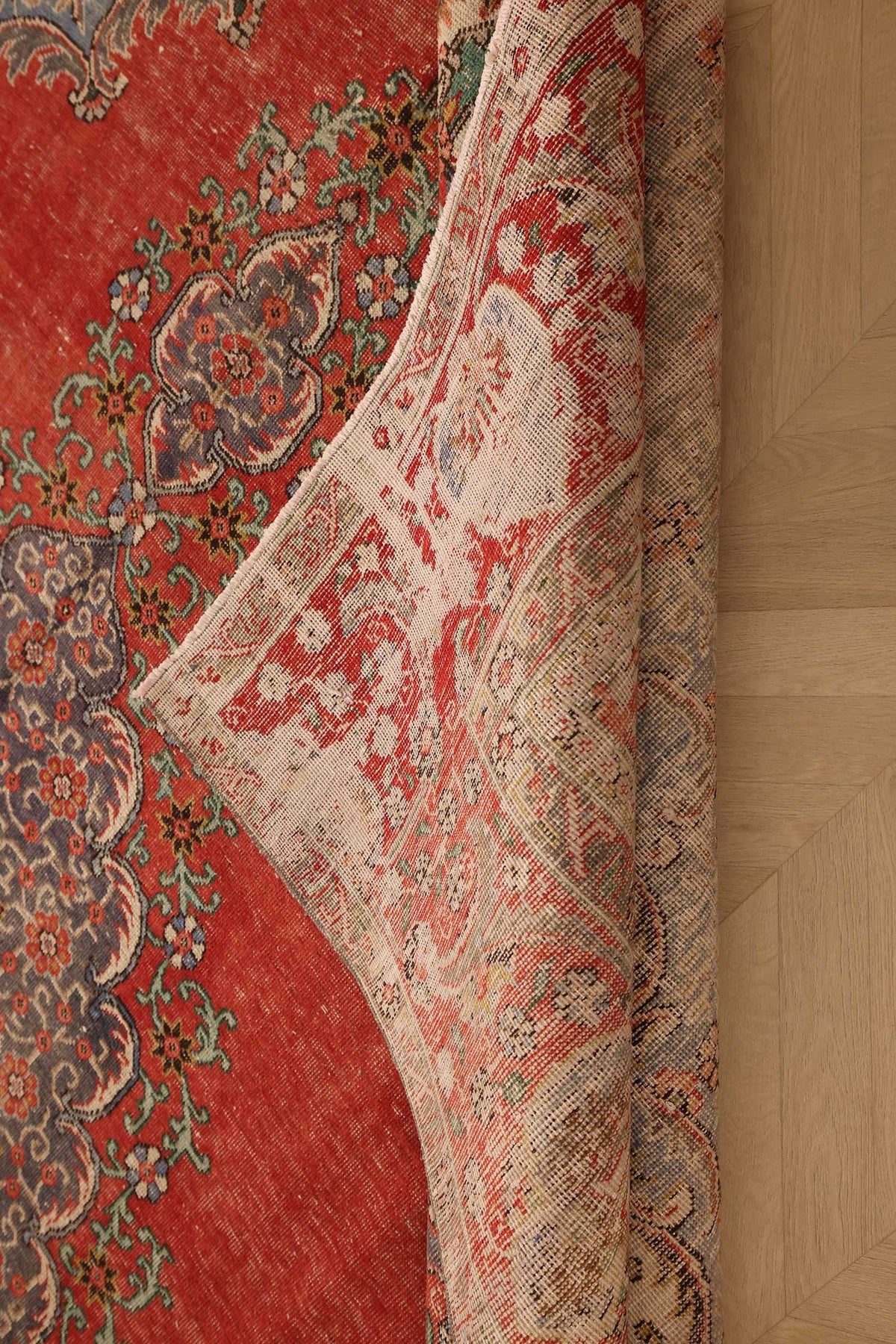 Vintage Southeastern Persian Style Oversize Rug 10x13 ft — Red & Blue Medallion