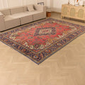 Vintage Southeastern Persian Style Oversize Rug 8x11 ft — Red & Blue Medallion