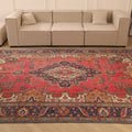 Vintage Southeastern Persian Style Oversize Rug 8x11 ft — Red & Blue Medallion