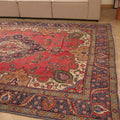 Vintage Southeastern Persian Style Oversize Rug 8x11 ft — Red & Blue Medallion