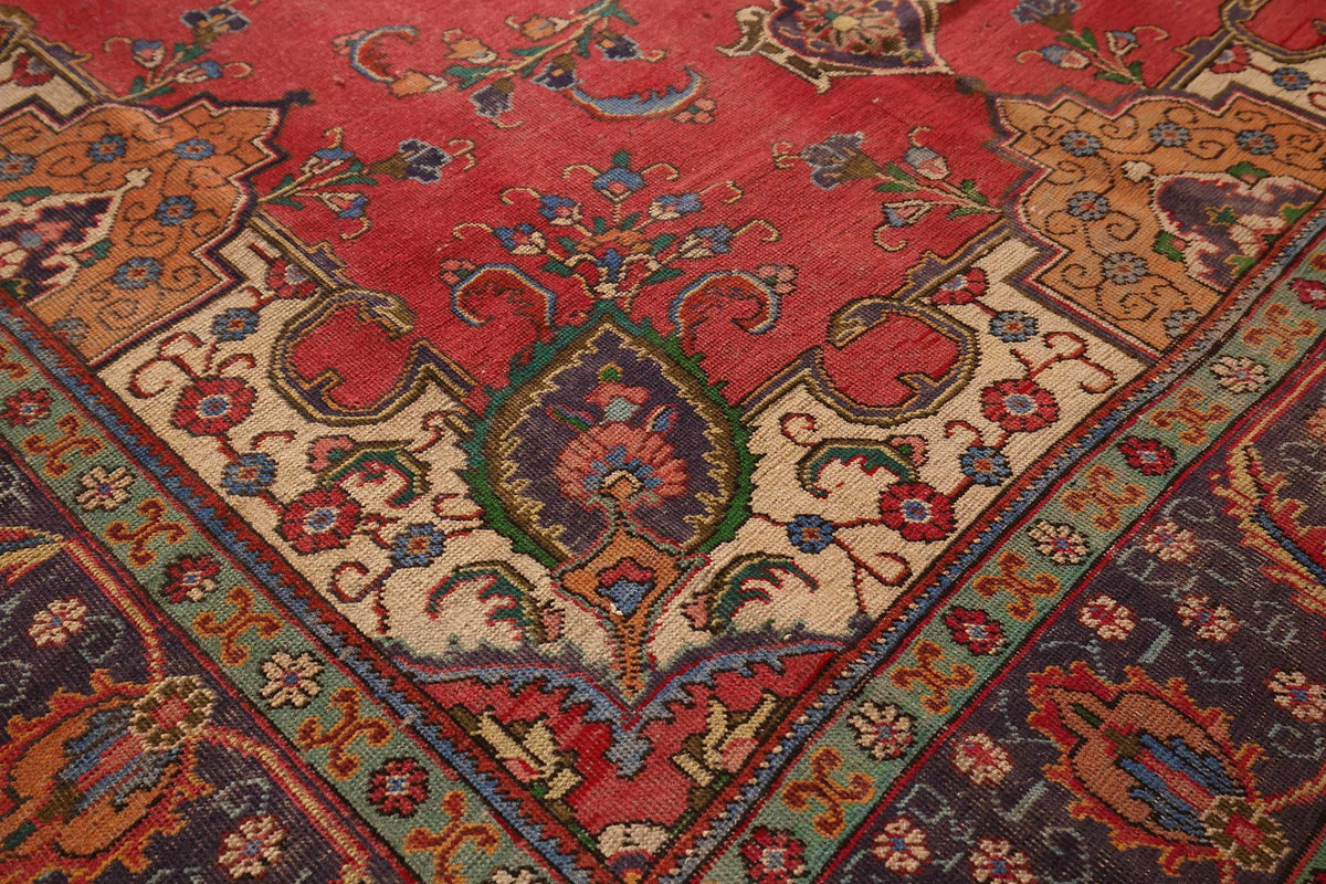 Vintage Southeastern Persian Style Oversize Rug 8x11 ft — Red & Blue Medallion