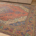 Vintage Southeastern Persian Style Oversize Rug 9x13 ft — Pink & Blue Medallion