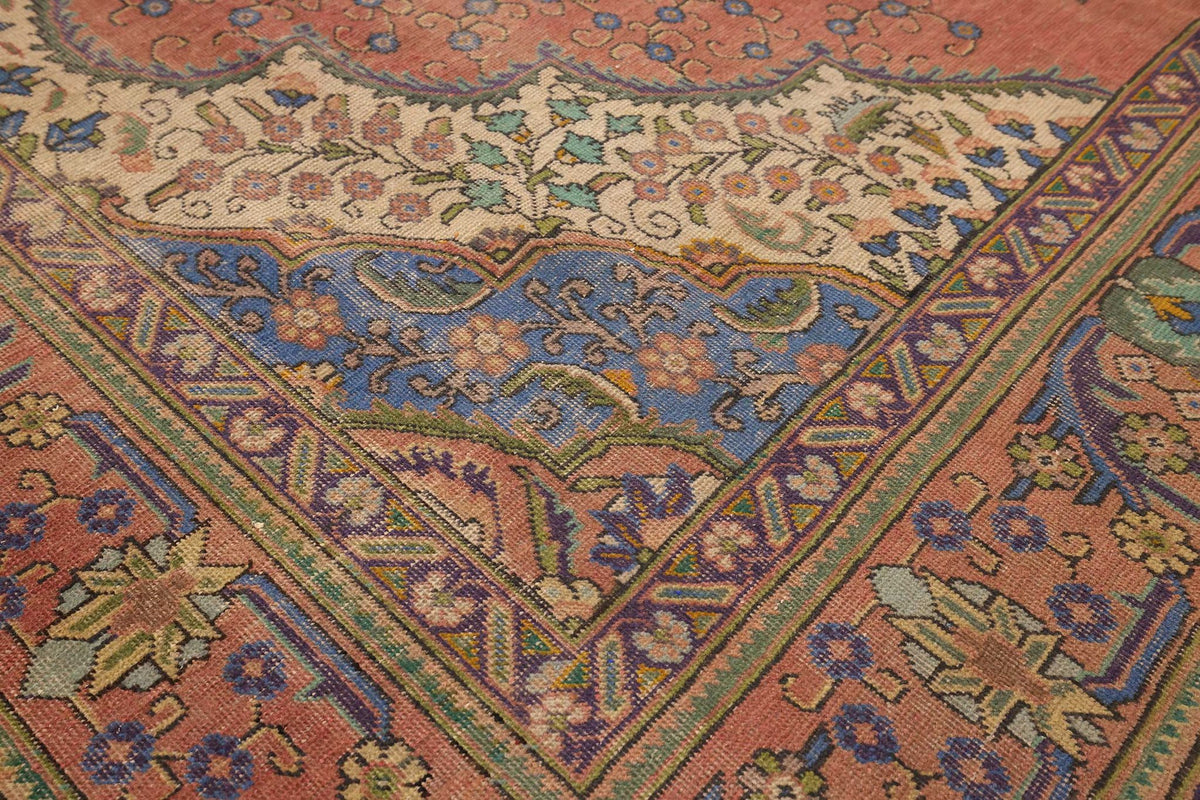 Vintage Southeastern Persian Style Oversize Rug 9x13 ft — Pink & Blue Medallion