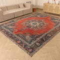 Vintage Southeastern Persian Style Oversize Rug 9x12 ft — Red & Blue Medallion