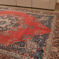 Vintage Southeastern Persian Style Oversize Rug 9x12 ft — Red & Blue Medallion