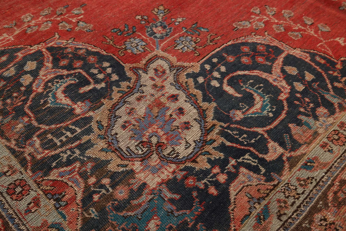Vintage Southeastern Persian Style Oversize Rug 9x12 ft — Red & Blue Medallion
