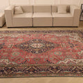 Vintage Southeastern Persian Style Oversize Rug 8x11 ft — Red & Blue Medallion