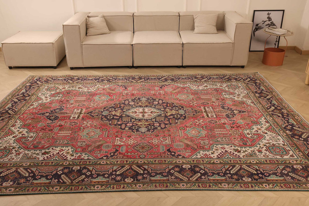 Vintage Southeastern Persian Style Oversize Rug 8x11 ft — Red & Blue Medallion