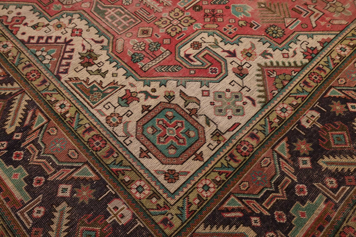 Vintage Southeastern Persian Style Oversize Rug 8x11 ft — Red & Blue Medallion