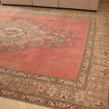 Vintage Southeastern Persian Style Oversize Rug 10x13 ft — Pink & Brown Medallion