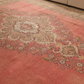 Vintage Southeastern Persian Style Oversize Rug 10x13 ft — Pink & Brown Medallion
