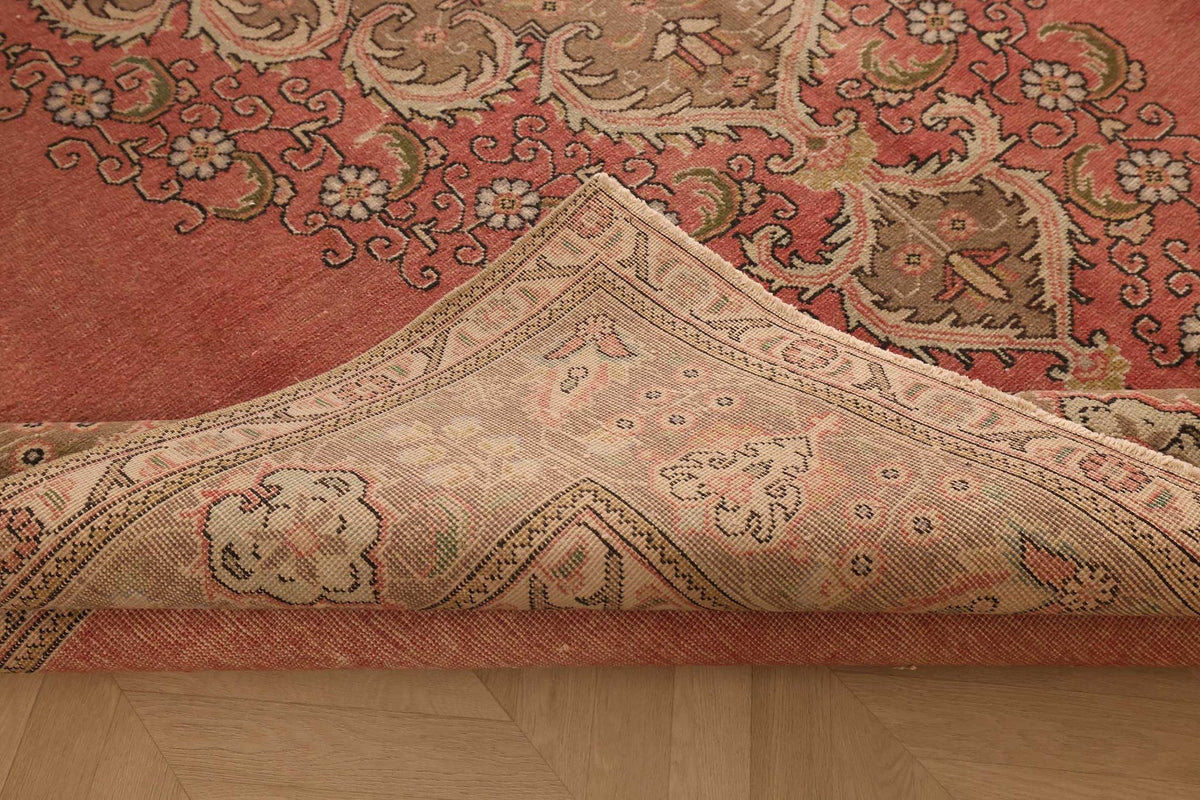 Vintage Southeastern Persian Style Oversize Rug 10x13 ft — Pink & Brown Medallion