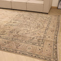 Vintage Southeastern Persian Style Oversize Rug 8x12 ft — Beige & Brown Medallion