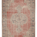 Vintage Manisa Turkish Area Rug 6x9 ft — Red & Beige Distressed (No. 61937)