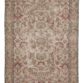 Vintage Isparta Turkish Area Rug 5x8 ft — Beige & Red Floral (No. 61938)