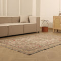 Vintage Isparta Turkish Area Rug 5x8 ft — Beige & Red Floral (No. 61938)