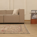 Vintage Isparta Turkish Area Rug 5x8 ft — Beige & Red Floral (No. 61938)