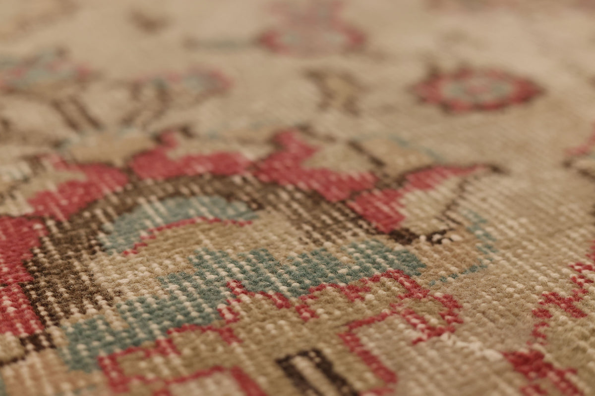 Vintage Isparta Turkish Area Rug 5x8 ft — Beige & Red Floral (No. 61938)