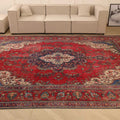 Vintage Southeastern Persian Style Oversize Rug 10x12 ft — Red & Blue Medallion