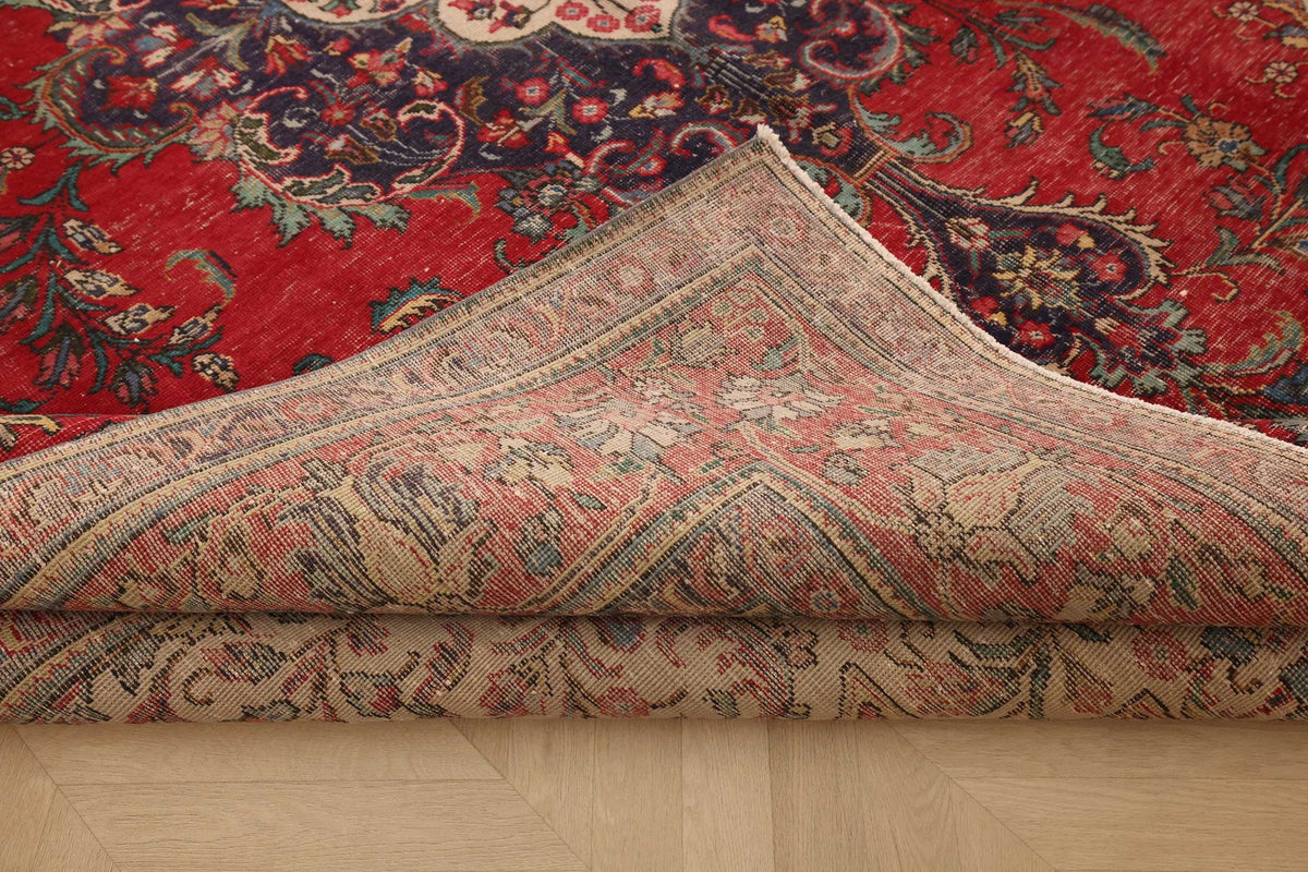 Vintage Southeastern Persian Style Oversize Rug 10x12 ft — Red & Blue Medallion