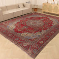 Vintage Southeastern Persian Style Oversize Rug 10x12 ft — Red & Blue Medallion