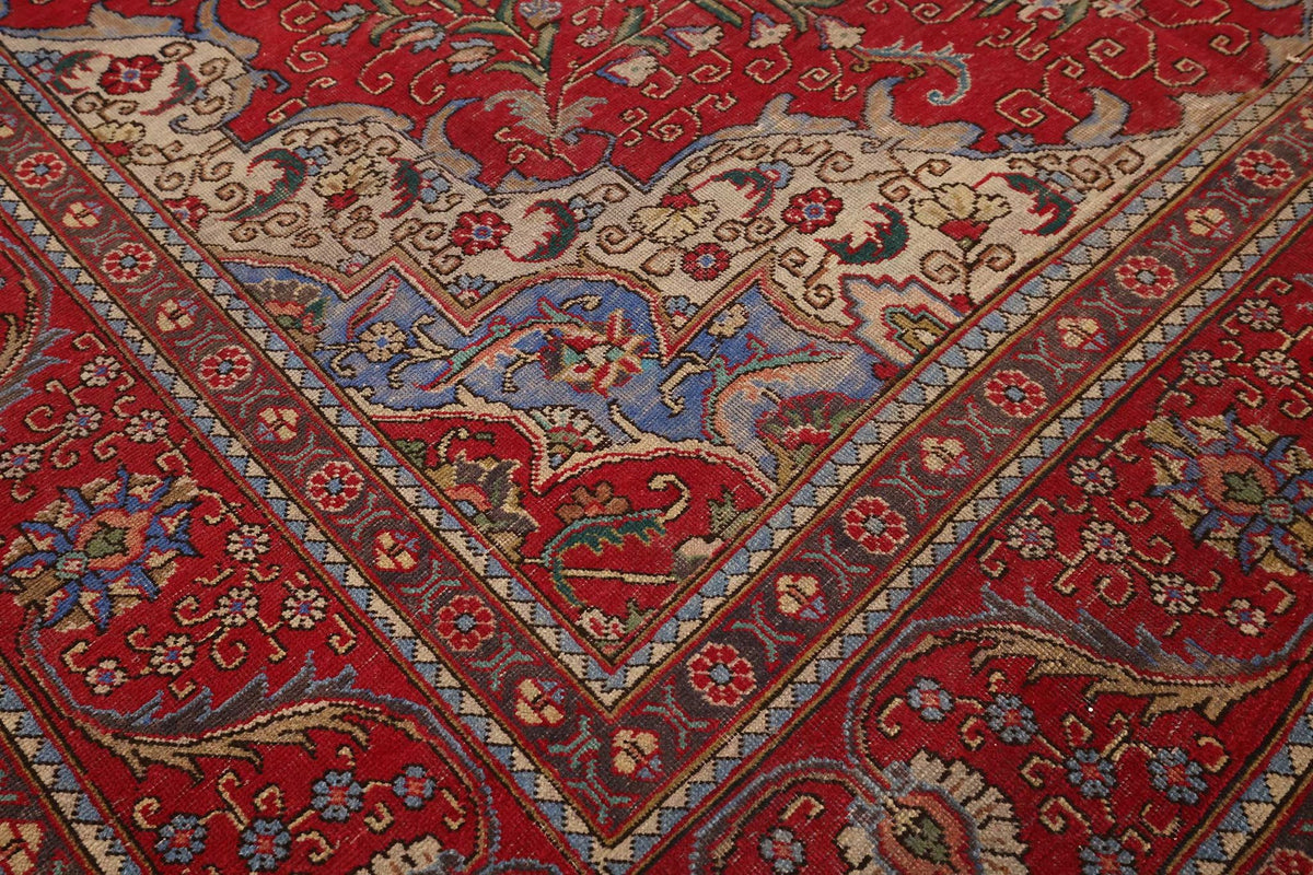 Vintage Southeastern Persian Style Oversize Rug 10x12 ft — Red & Blue Medallion