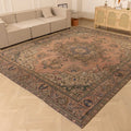 Vintage Southeastern Persian Style Oversize Rug 10x12 ft — Beige & Blue Medallion