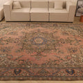 Vintage Southeastern Persian Style Oversize Rug 10x12 ft — Beige & Blue Medallion
