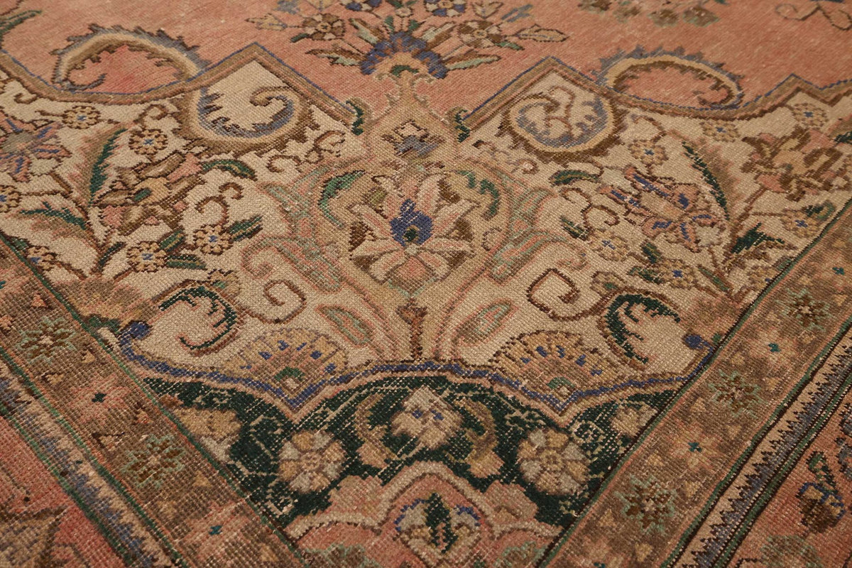 Vintage Southeastern Persian Style Oversize Rug 10x12 ft — Beige & Blue Medallion