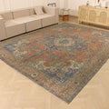 Vintage Southeastern Persian Style Oversize Rug 10x12 ft — Brown & Blue Medallion