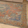 Vintage Southeastern Persian Style Oversize Rug 10x12 ft — Brown & Blue Medallion