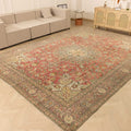 Vintage Southeastern Persian Style Oversize Rug 10x13 ft — Red & Beige Medallion