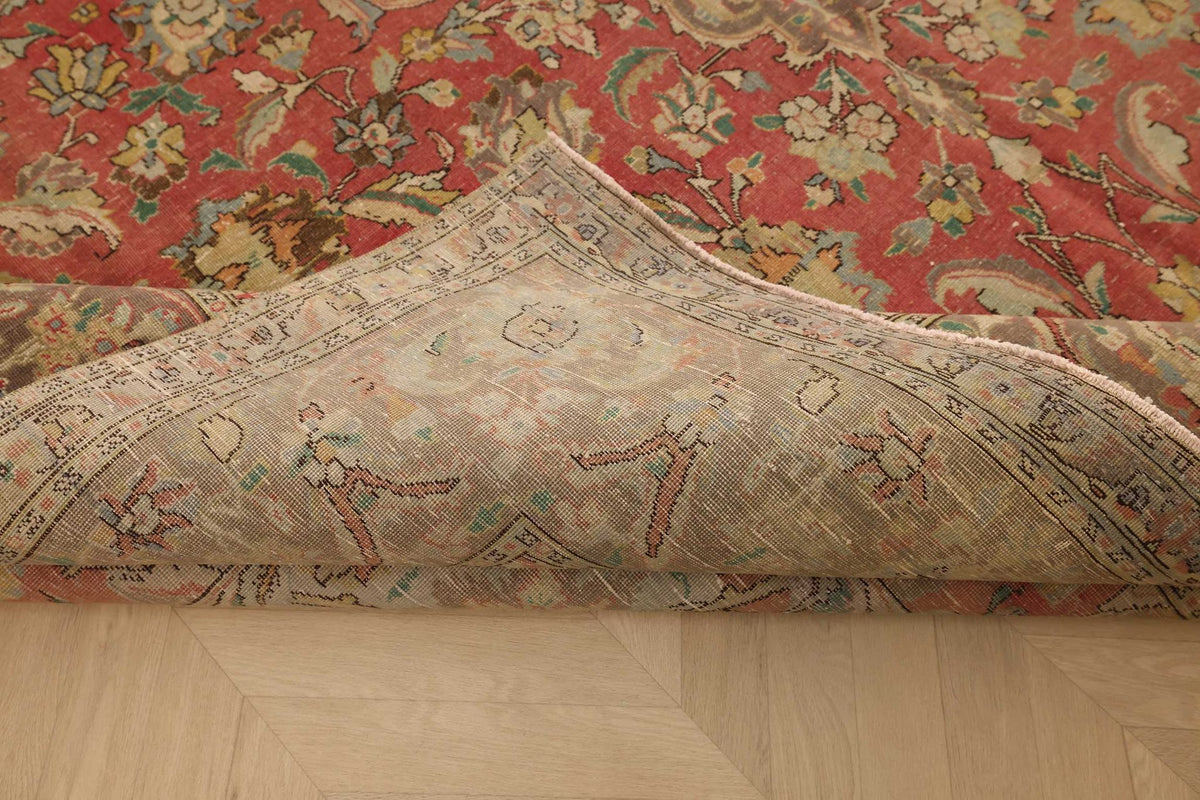 Vintage Southeastern Persian Style Oversize Rug 10x13 ft — Red & Beige Medallion