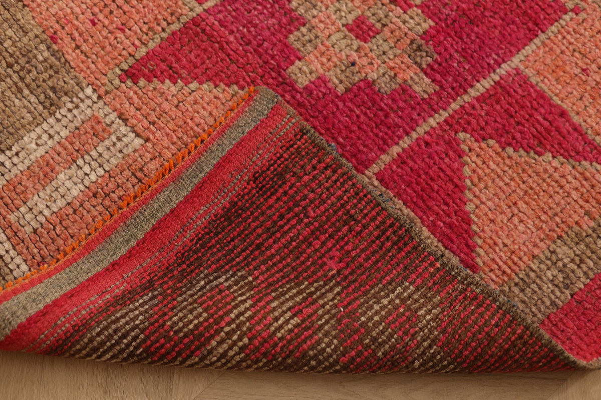 Vintage Southeastern Persian Style Runner Rug 3x11 ft — Red & Brown Geometric