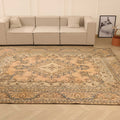 Vintage Southeastern Persian Style Oversize Rug 8x11 ft — Beige & Blue Medallion