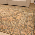 Vintage Southeastern Persian Style Oversize Rug 8x11 ft — Beige & Blue Medallion