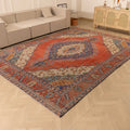 Vintage Southeastern Persian Style Oversize Rug 9x12 ft — Red & Blue Medallion
