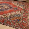 Vintage Southeastern Persian Style Oversize Rug 9x12 ft — Red & Blue Medallion