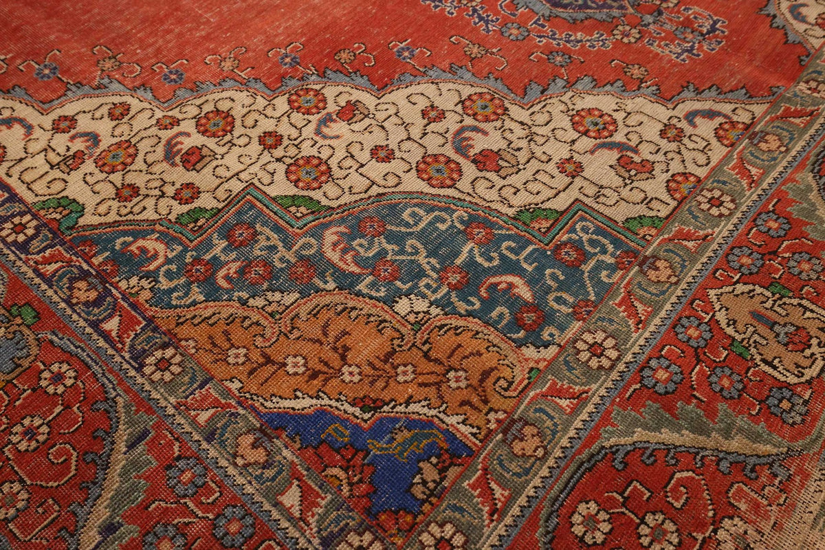 Vintage Southeastern Persian Style Oversize Rug 9x12 ft — Red & Blue Medallion