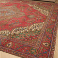 Vintage Southeastern Persian Style Oversize Rug 9x13 ft — Red & Beige Medallion