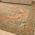 Vintage Southeastern Persian Style Oversize Rug 10x13 ft — Orange & Green Medallion