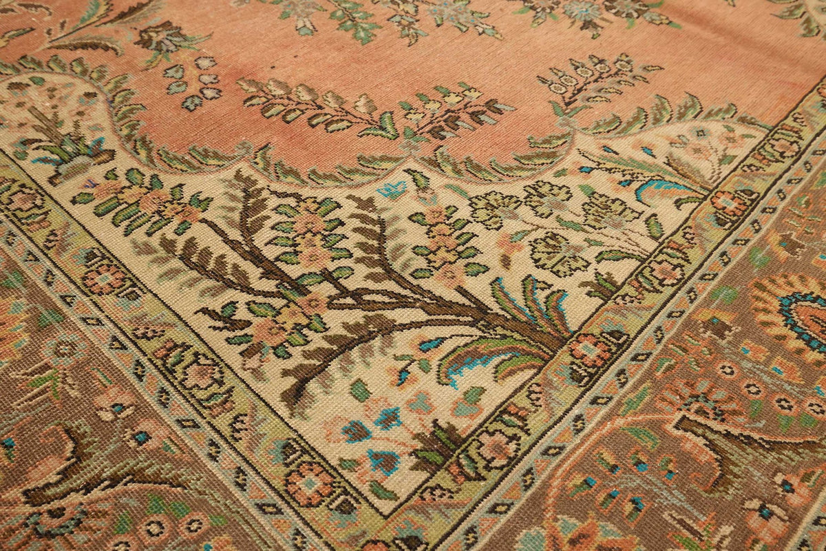 Vintage Southeastern Persian Style Oversize Rug 10x13 ft — Orange & Green Medallion