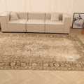 Vintage Southeastern Persian Style Oversize Rug 8x11 ft — Beige & Brown Floral