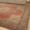Vintage Southeastern Persian Style Oversize Rug 9x12 ft — Red & Beige Medallion